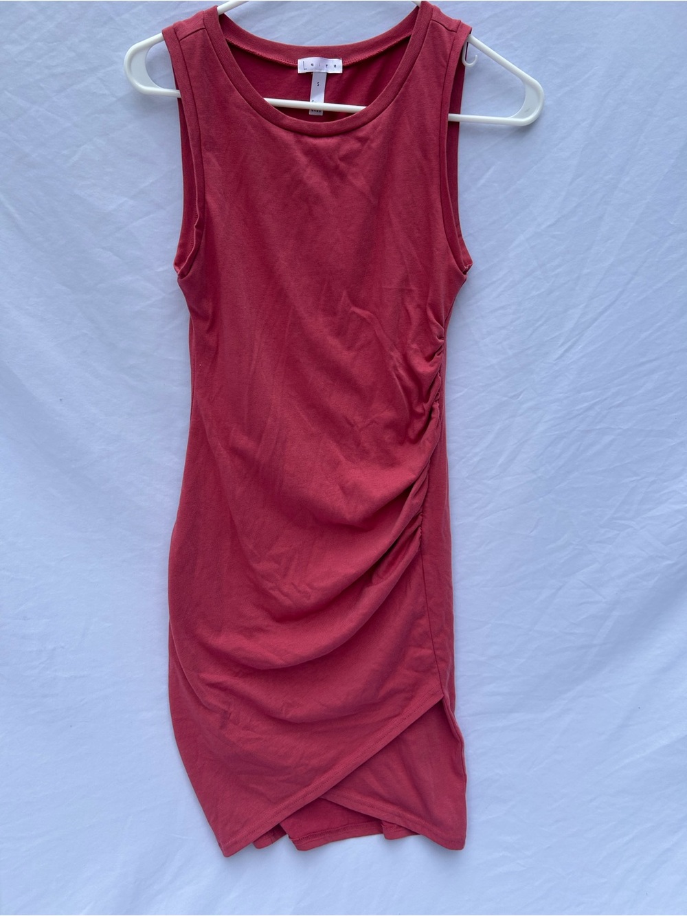 Leith Rose Red Sleeveless Ruched Wrap tank sleeveless Mini Dress size small